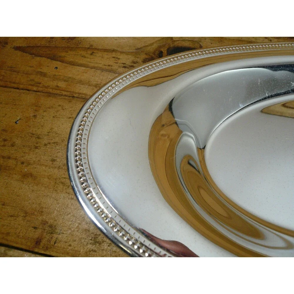 Oneida Beaded Bread Tray Silver Plate 13 1/2